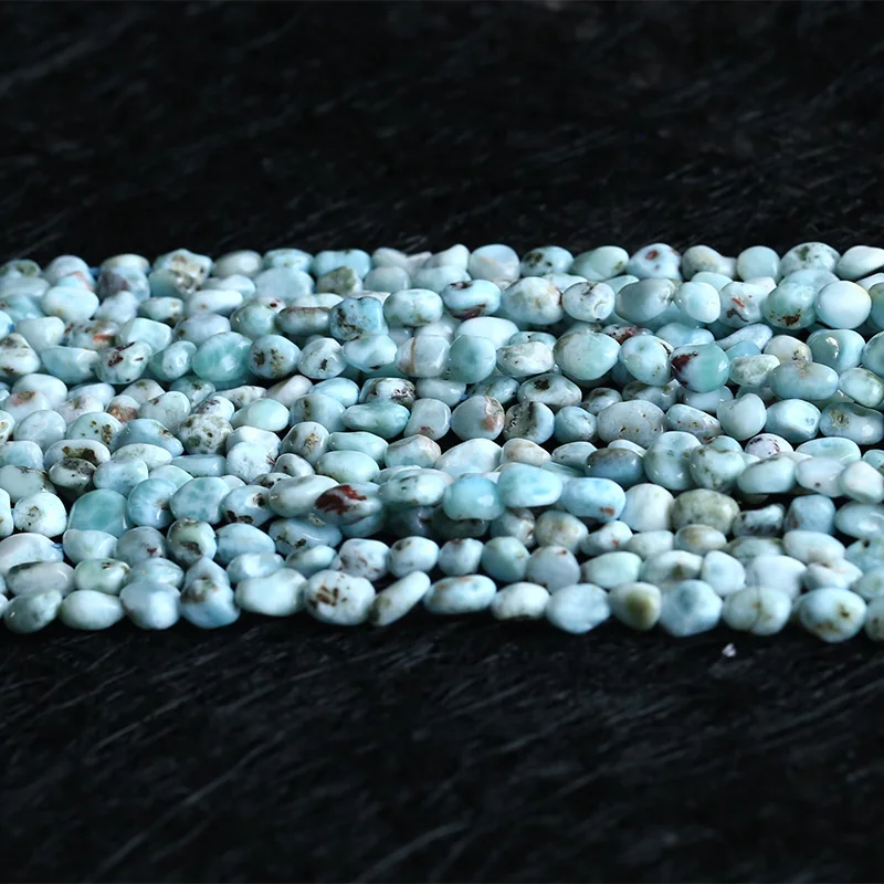 

2 strands Natural Genuine Blue Larimar Nugget Free Form Fillet Irregular Pebble Beads Fit Jewelry 15"