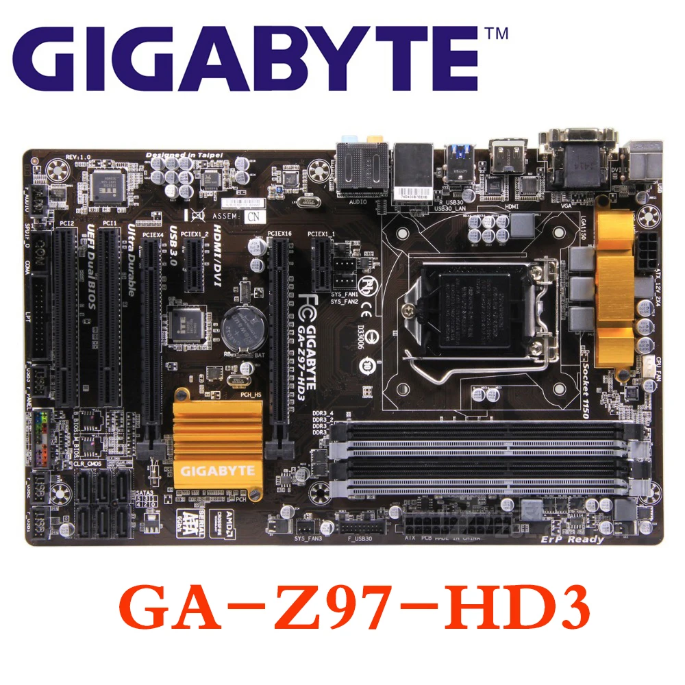 

LGA1150 DDR3 Z97 Gigabyte GA-Z97-HD3 100% Original Motherboard USB3.0 32G Z97-HD3 Desktop Mainboard SATA III Mother board Used