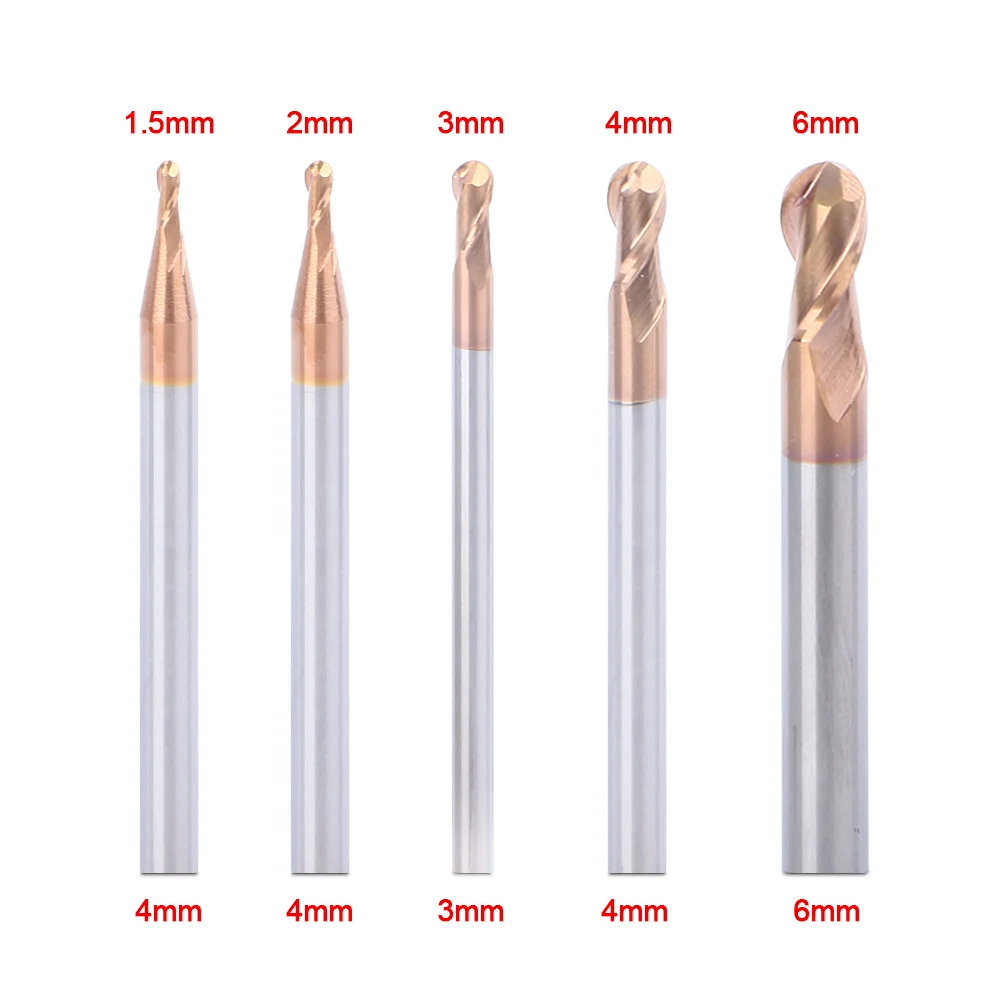 1pc 1-6mm Tungsten Ball Coating End Mill Milling Spiral 2 Flute HRC55 Router Bits Cutter CNC Lathe Engraving Tool | Инструменты