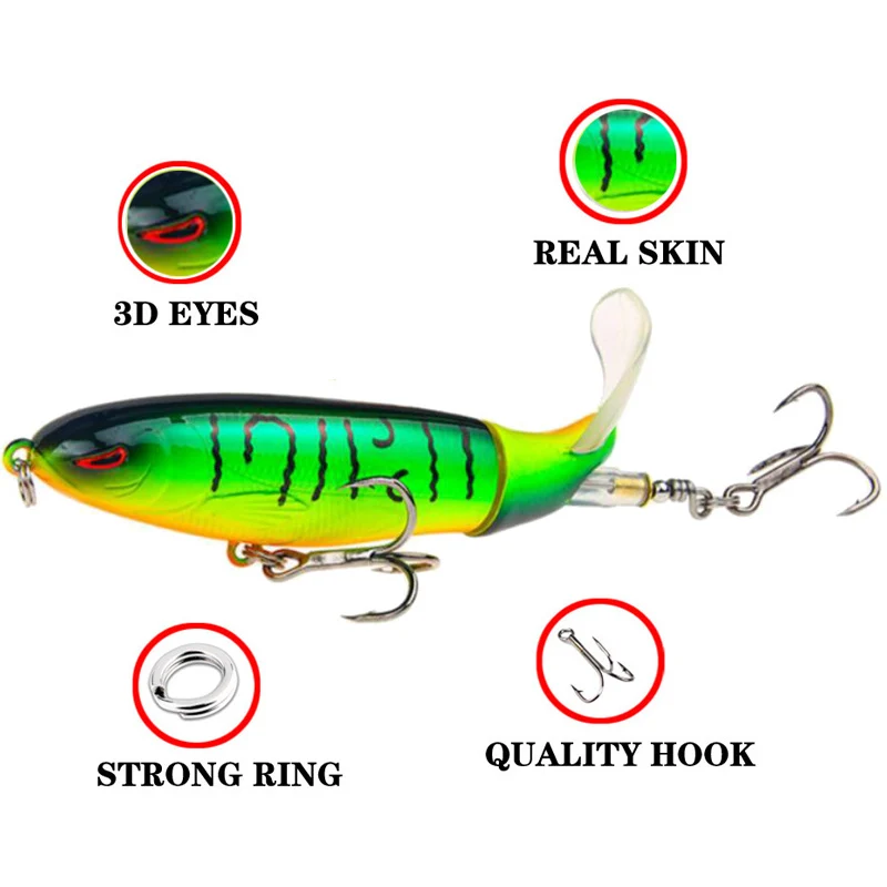 1pcs Quality Whopper Plopper 100mm/13g Top Water Popper Fishing Lure Hard Bait Wobblers Rotating Soft Tail Tackle | Спорт и