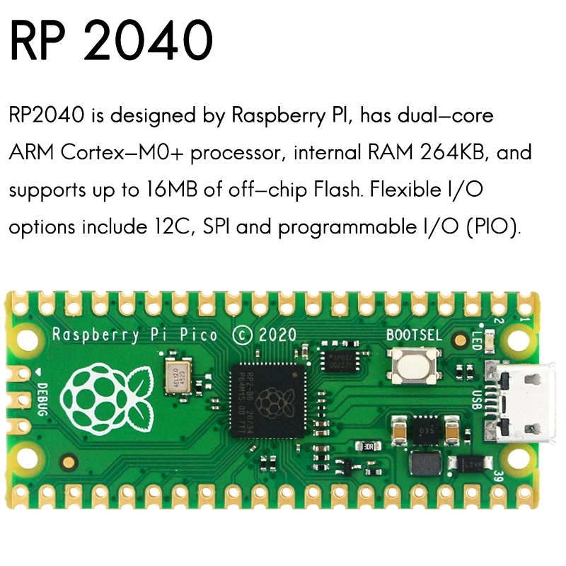 Для Raspberry Pi Pico Board RP2040 микроконтроллер чип Двухъядерный Arm Cortex M0 + процессор
