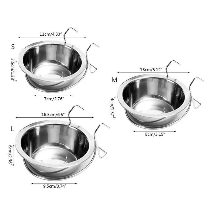 

Stainless Steel Pet Hanging Bowl Feeding Dog Puppy Bird Parrot Food Water Cage Cup Holder Feed Products
