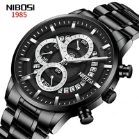 nibosi 2021 new fashion casual mens waterproof luminous calendar chronograph stainless steel strap watches relogio masculino