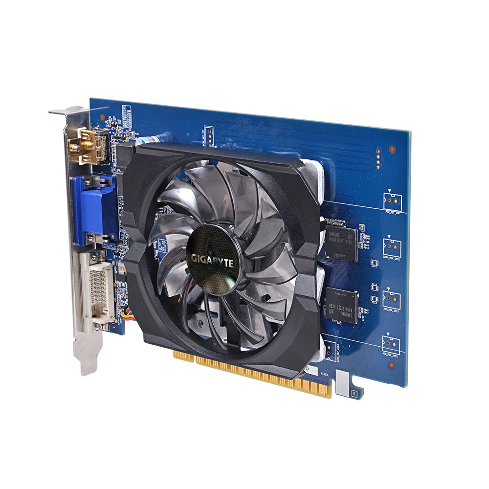 Used Gigabyte graphics card GV-N730D5-2GI uses 2GB video memory and NVIDIA GeForce GT 730 graphics chip