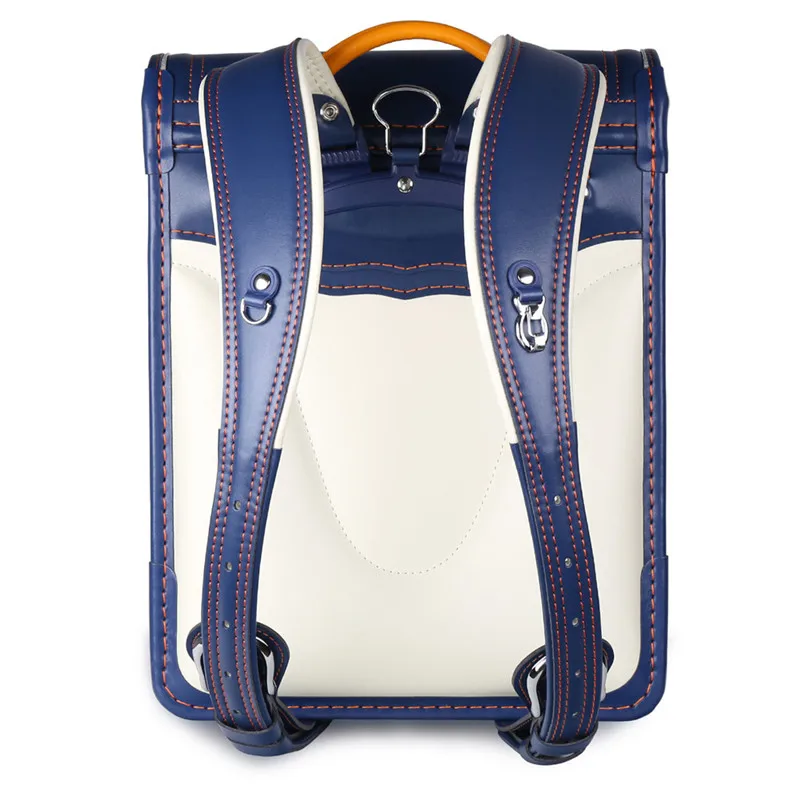 2021Coulomb Stitching Color Simplicity Randoseru Children Backpack Kids Japan School Bag PU Pachwork Orthopedic Student Bookbag