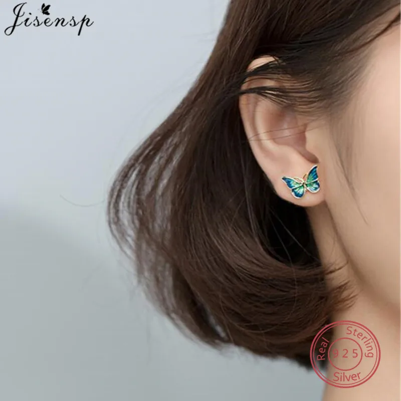 

Real 925 Sterling Silver Sweet Insect Butterfly Stud Earrings for Women Engagement Jewelry Girlfriend Valentine's Day S925 Gift