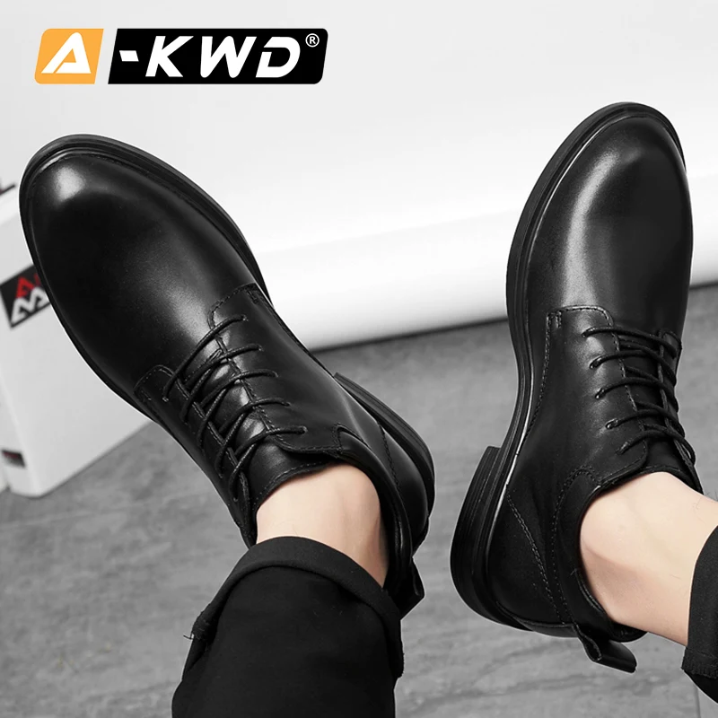 Новые повседневные черные мужские туфли официальные для мужчин обувь из