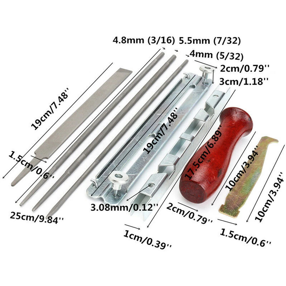 8pcs Handle Portable File Instructions Household Guide Bar Tool Flat Steel Cleaner Durable Practical Chainsaw Sharpening Kit Set | Дом и сад