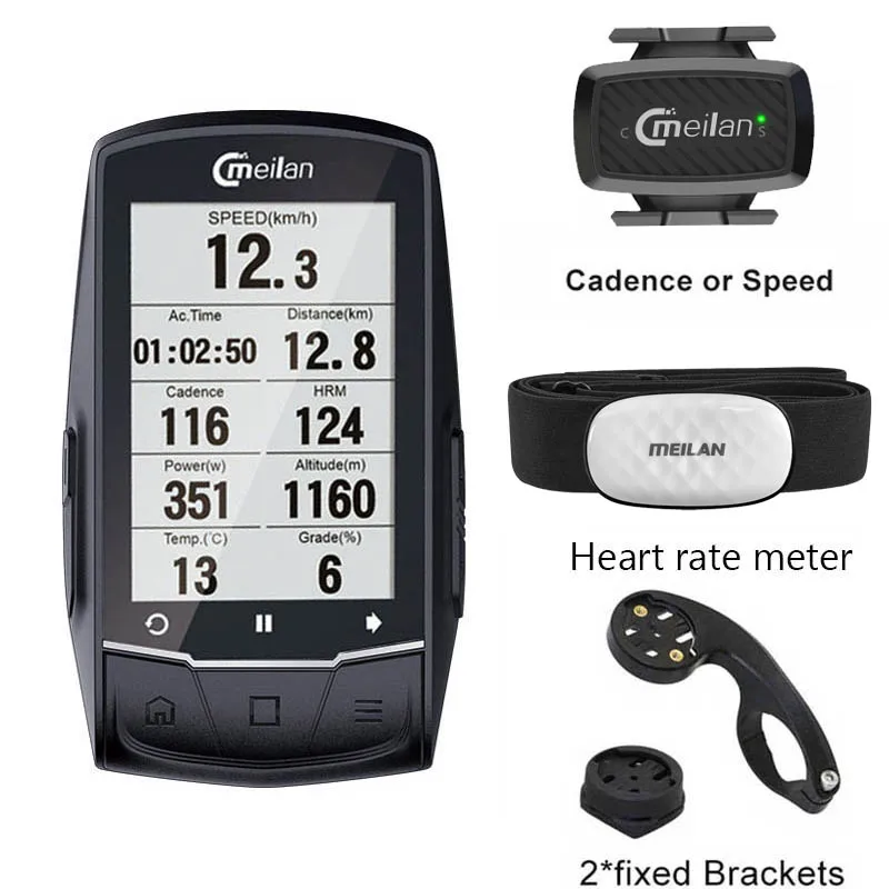 Meilan M1 GPS навигация велосипед компьютер Bluetooth Спидометр подключение с Cadence/HR