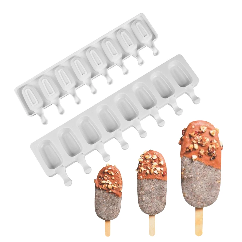 

DIY Homemade Dessert Freezer Fruit Juice Pop Cube Maker Mould & Stick Home Tool 4/8 Hole Silicone Ice Cream Forms Popsicle Molds