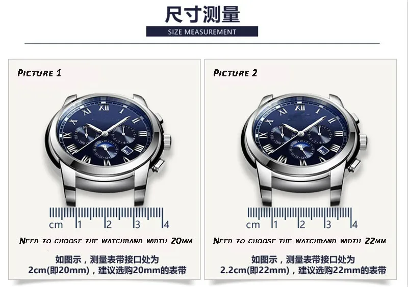 22 24mm azul escuro fosco unpolished metal