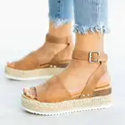 Женские сандалии на танкетке, босоножки на высоком каблуке, шлепанцы, сандалии на платформе, модель 35-43, лето 2021