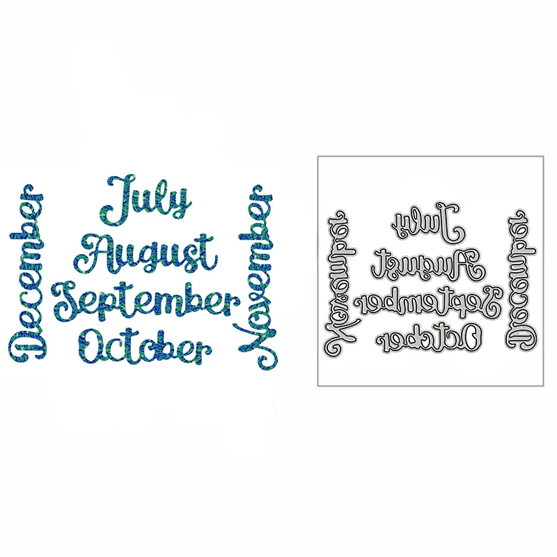 

New Months Words July to December 2021 Metal Cutting Dies for DIY Scrapbooking and Card Making Decor Embossing Craft No Stamps
