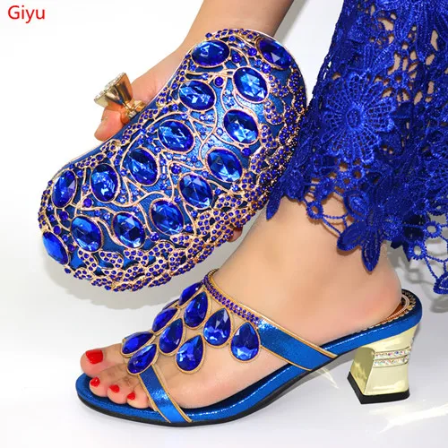 

doershow Shoes and Bag Set African Sets silver Italian Shoe Bag Set Decorated with Rhinestone High Quality African ladyHAD1-2