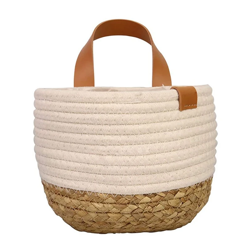 

Веревочная маленькая подвесная корзина, настенная плетеная подвесная корзина для хранения, подвесные комнатные корзины для растений