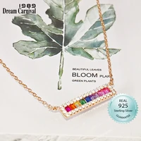 dreamcarnival1989 fabulous pendant necklace for women solid silver rainbow color zirconia new promise party fine jewelry sn08679