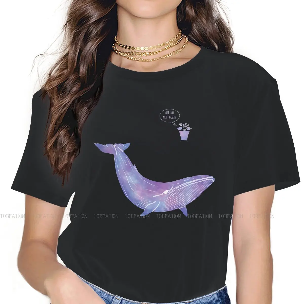 

Женская футболка с рисунком Кита, моря, животных, 4XL