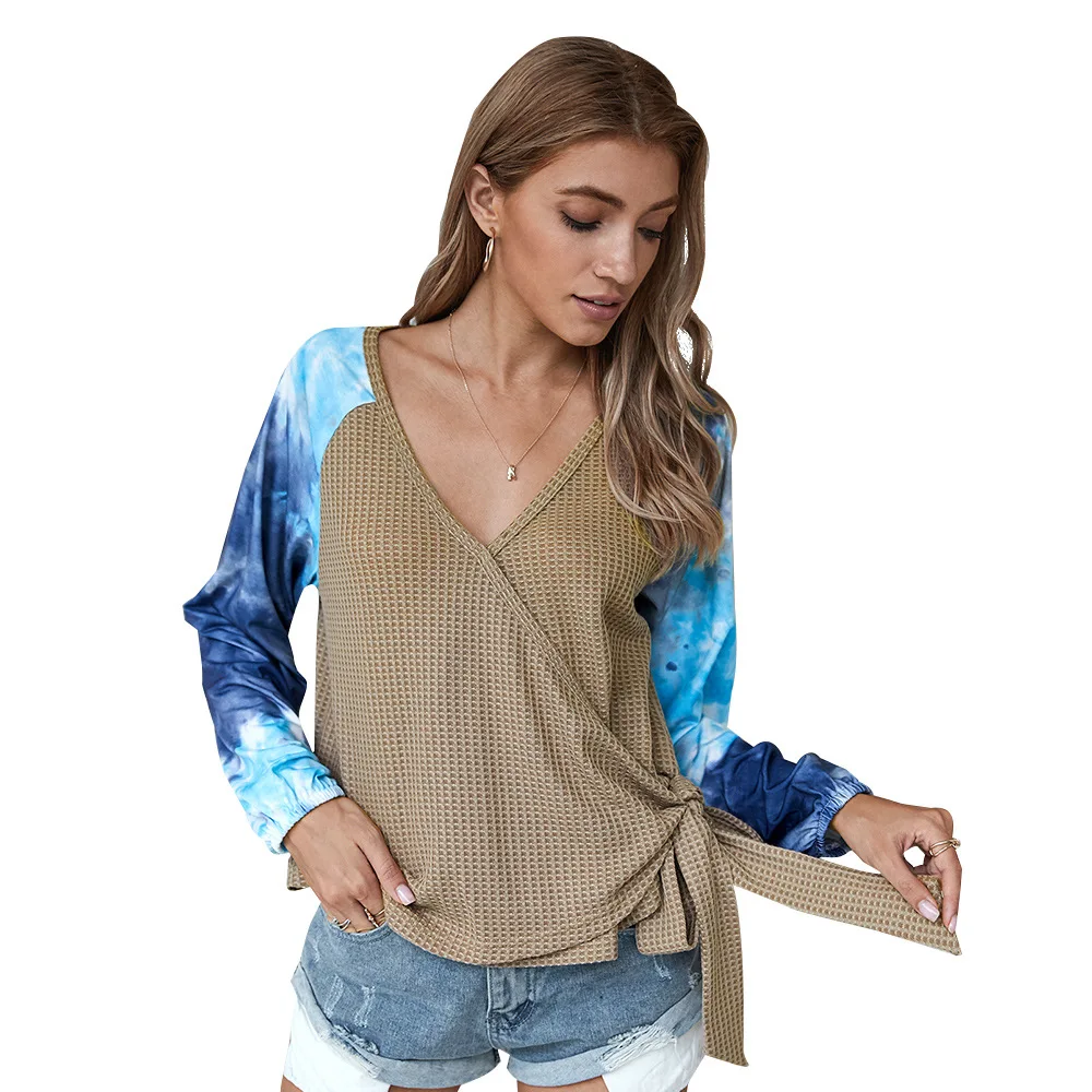 

2020 Autumn and Winter Fashion Clothing Long Sleeve Women's Tie Dyed In T-Shirt