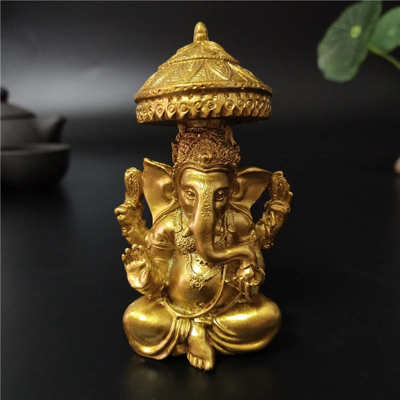 Статуэтка Будды Золотой лорд Ганеша статуэтка слона индуического Бога
