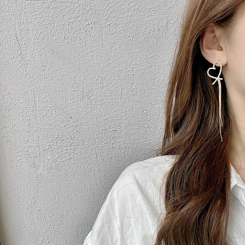 S925 игла женские серьги металлическое сердце высокое качество кристалл с мульти