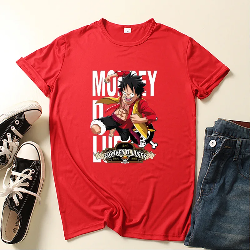 

Unisex One Piece Print T Shirt Tops T-SHIRT Monkey D. Luffy Cartoon Anime Graphic Tee Tops Harajuku Casual Loose Female Tshirt