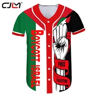 cjlm new free palestine 3d full body print flag mens baseball uniform human short sleeved jersey boycott israel fist oversized