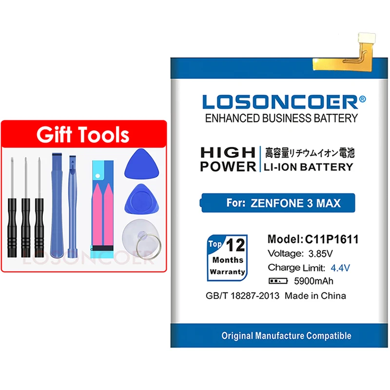 LOSONCOER 5900 мАч C11P1611 Аккумулятор для ASUS Zenfone 3 Max Z3 Max ZC520TL X008DB PegASUS 3 Z01B X008 X008D аккумулятор для мобильного телефона