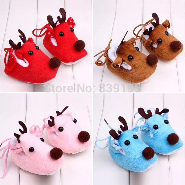 

New Warm Winter First Walkers Christmas Deer Shoes Sweet Antiskid Toddlers Shoes Baby Infant 2018