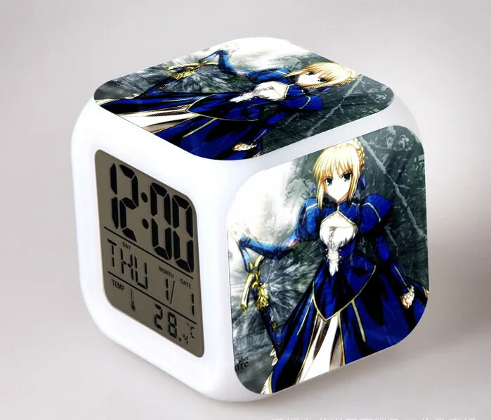 

Japanese Anime LED 7 Color Flash Digital Alarm Clocks Fate/Zero Stay Night SABER Kids Night Light Bedroom Clock