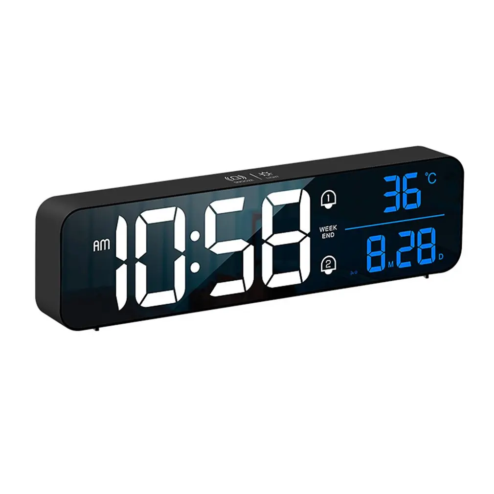 

Music LED Digital Alarm Clock Temperature Date Display Desktop Mirror Clocks Home Table Decoration 2400 MAh Electronic Clock