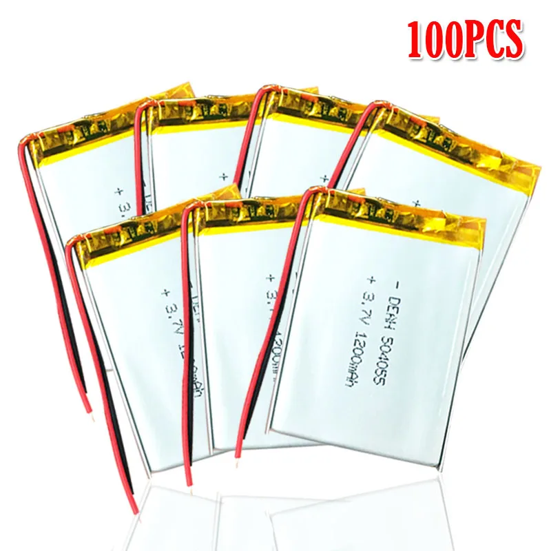 100pcs 1200 мАч 3,7 в 504055 литий-полимерный литий-ионный аккумулятор для mp4 mp5 gps DVR Bluetooth динамик игрушка Lipo ячейка - Цвет: 100pcs