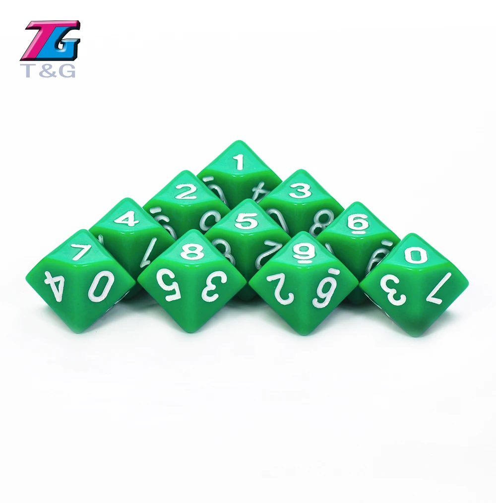 10 шт./компл. T & G высококачественные цветные D10 игральные кости набор с
