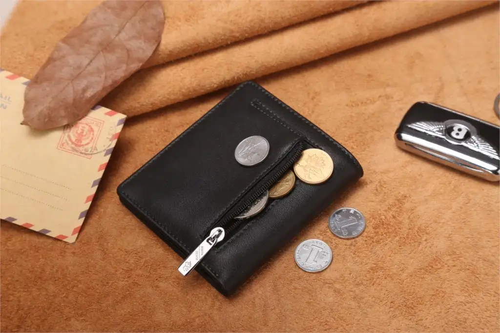 BISON DENIM модные мужские кошельки из натуральной кожи мини маленький кошелек держатель для карт с карманом для монет на молнии