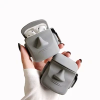 for airpod 1 2 case 3d easter island stone statue soft silicone earphone cases for apple airpods case cute cover funda keychain