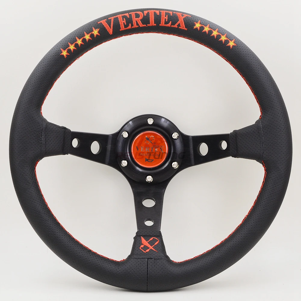320 мм Универсальный глубокий кожаный красный/синий вышитый JDM СТИЛЬ Vertex