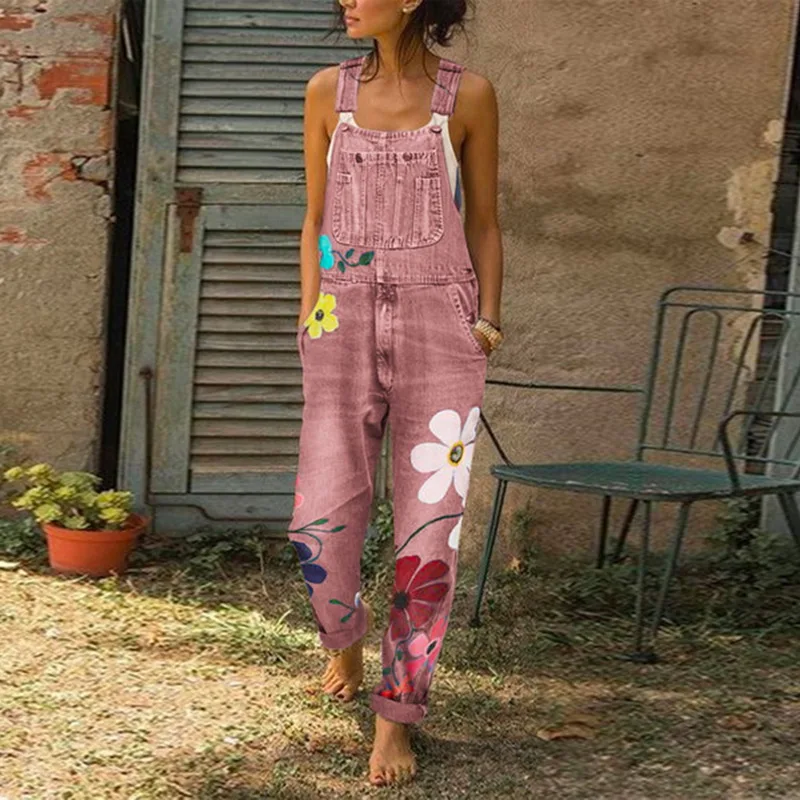 

Women Rompers Fashion Denim Bib Pants Sexy Long Rompers Bib Pants Jumpsuits Summer Wide Leg Jeans Overalls Ladies Jumpsuit