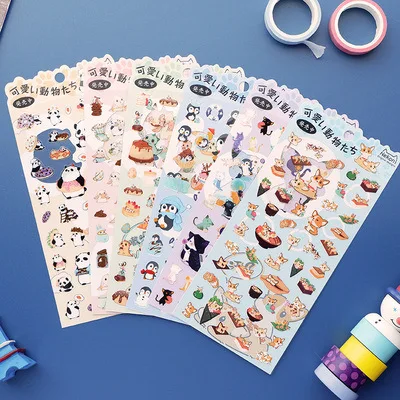 Наклейка с животными панда динозавр кролик Пингвин Шиба собака декоративная