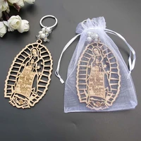 our lady of guadalupe wood design keychain for baptism christening communion weddings party accessories for kids decor