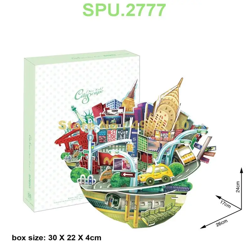 55 шт. силуэт городского пейзажа Нью-Йорк самодельная 3d модель пазла из бумаги