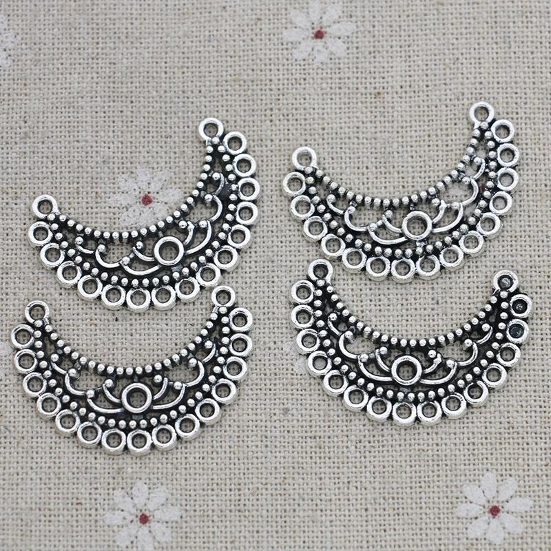 JAKONGO Antique Silver Plated Moon Connectors for Making Bracelet Handmade DIY Jewelry Accessories 35x24mm 10pcs | Украшения и