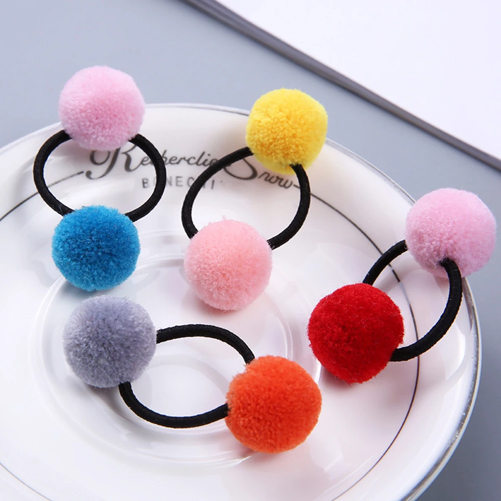 2019 New Hot 1PC Cute Small Solid Double Ball Elastic Hair Rope For Kids for Women Handmade Band Child Head Accessories | Детская одежда