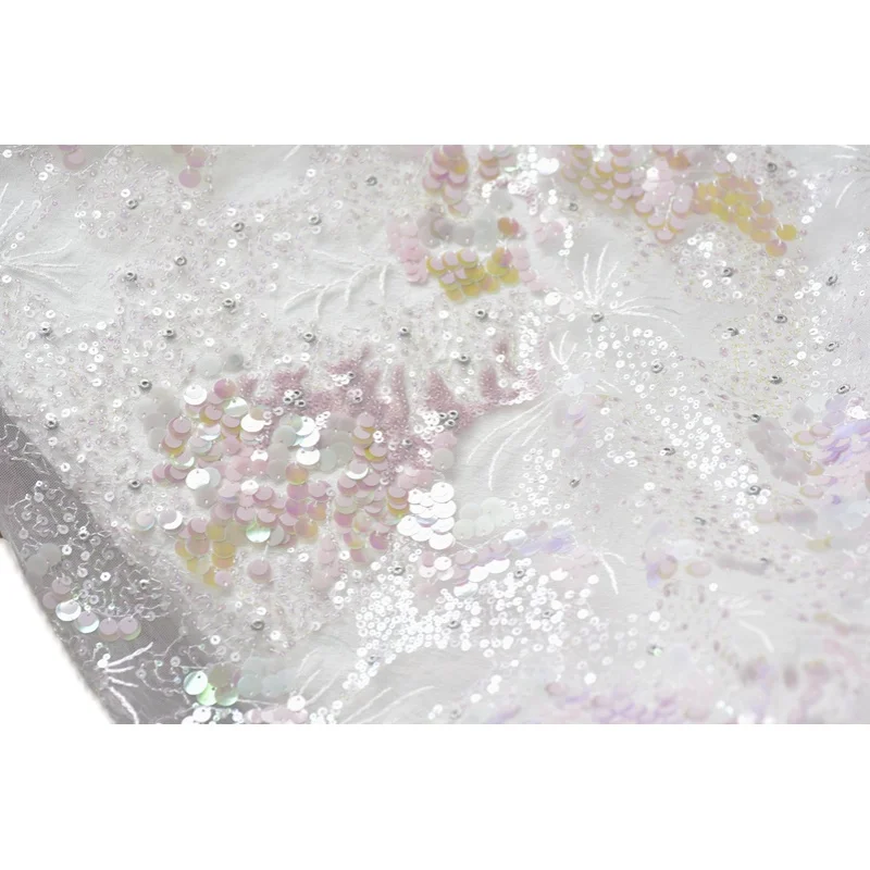 130 см * 1 ярд сказочные розовые блестки бисерные кружевные ткани для свадебного