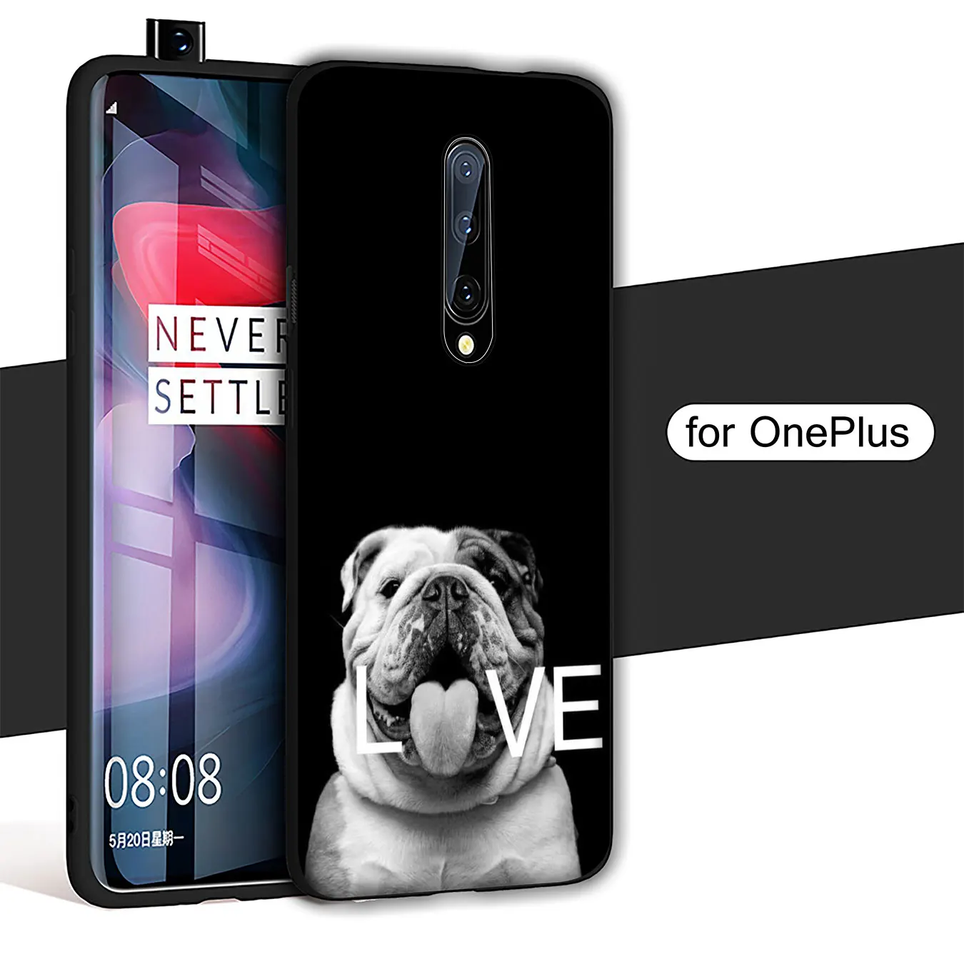 IYICAO Cute dog english bulldog Soft Silicone Phone Case for Oneplus 7T 7 Pro 6 6T 5 5T TPU Black Cover One Plus |