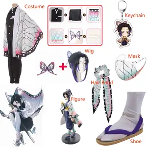Anime Demon Slayer Kochou Shinobu Cosplay Costume Figure Keychain Shoes Wig Kids Women Girls Kimono Halloween Xmas Party Clothes