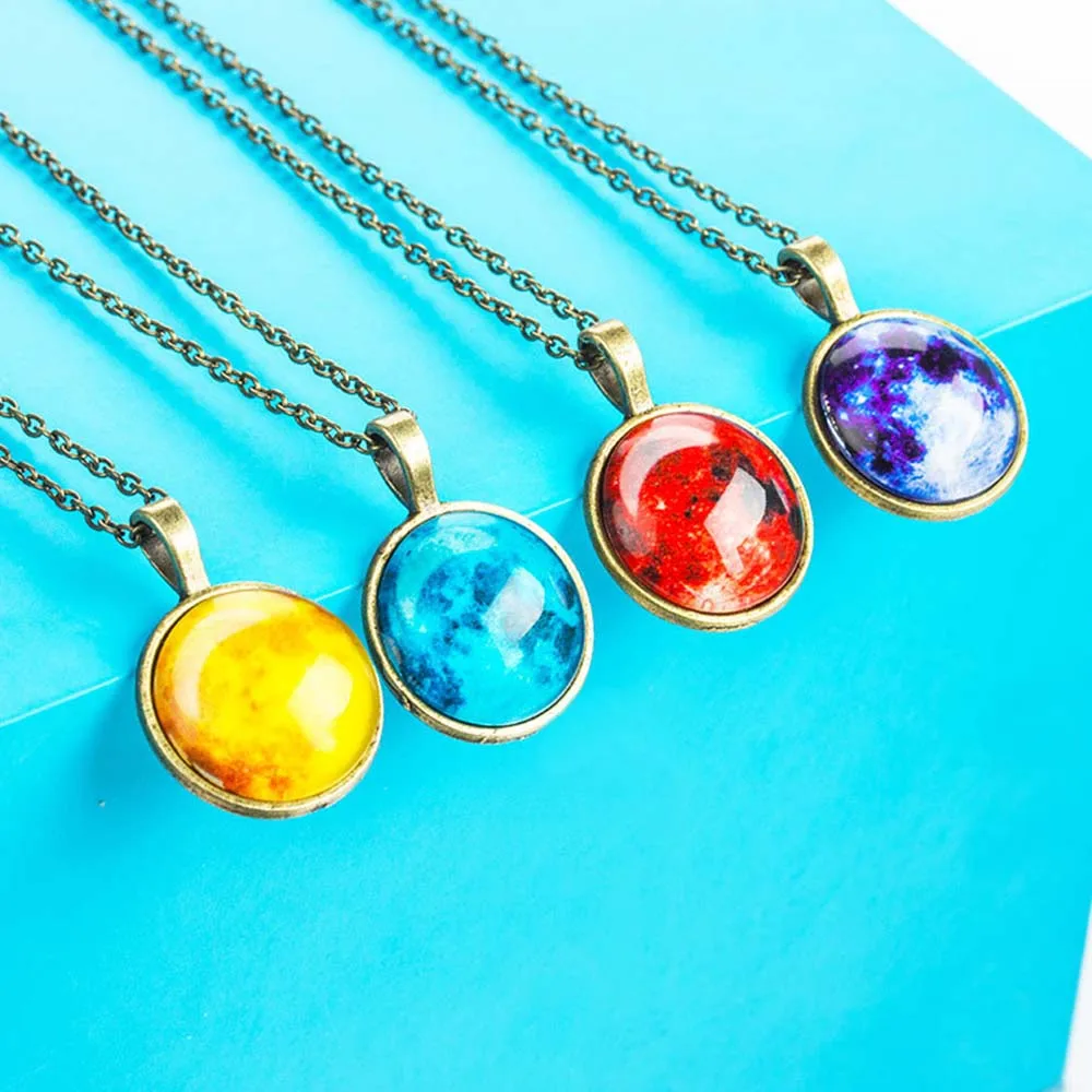 8 видов стилей кулон ожерелье Мода Вселенная галактики Звездное время светящийся