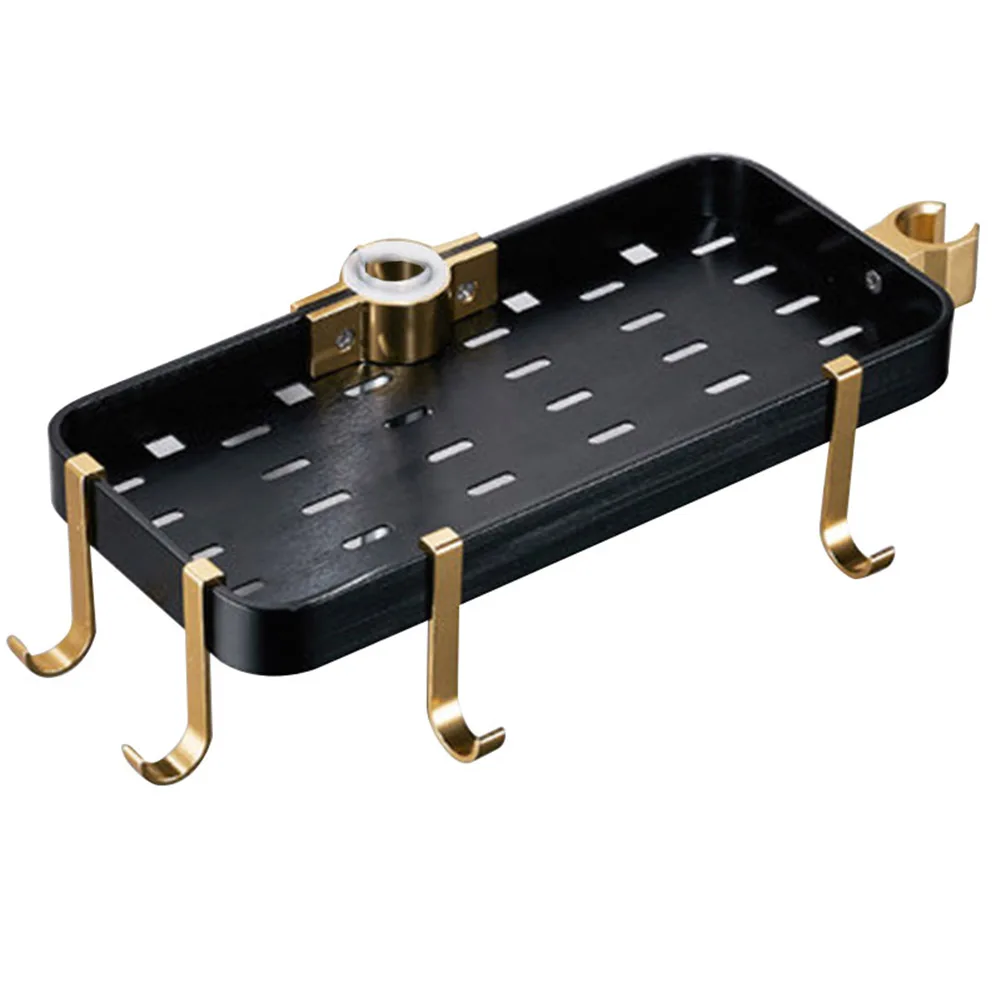 

NEW Punch-free Tray Bathroom Rack Space Aluminum Shower Tube Tray Rod Hook Shelf