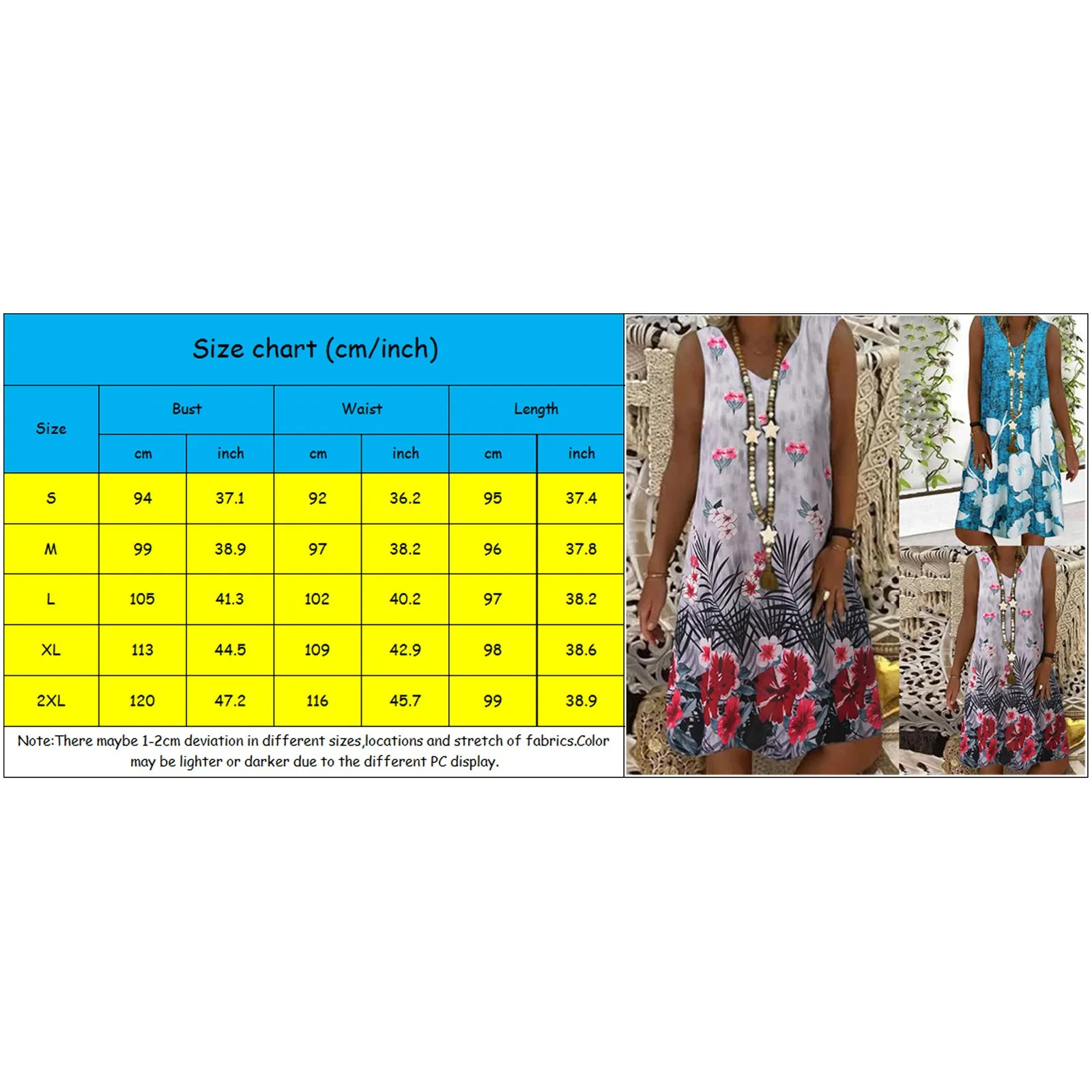 

Women Plus Size Dresses Floral Print Loose Summer Casual Party Dress Beach Ladies Sleeveless A-line Knee-Length Vestidos #BL3