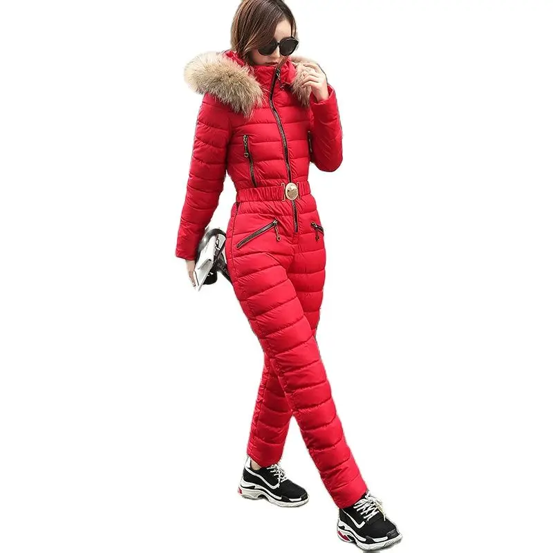 Winter Clothing Women's One Piece Ski Jumpsuit Breathable Snowboard Jacket Skiing Pant Sets Bodysuits Outdoor Snow Suits Women