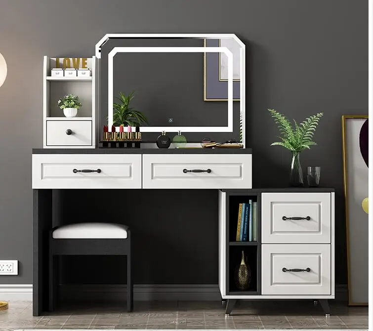 

Simple and economical multi-functional LED light mirror small dresser storage cabinet integrated dressing table