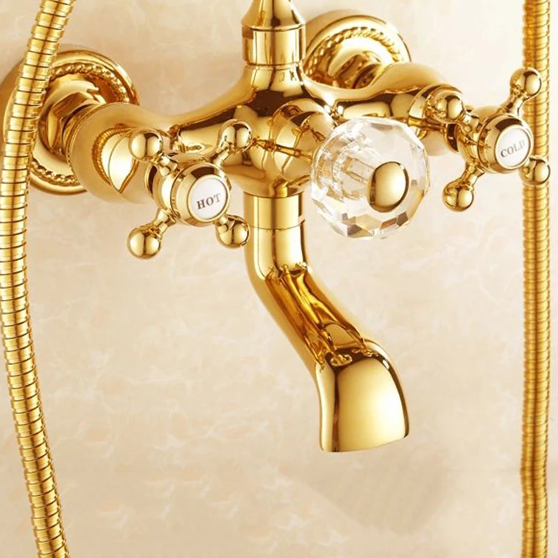 Смесители для душа золотой кран ванной комнаты латунный телефон с настенным
